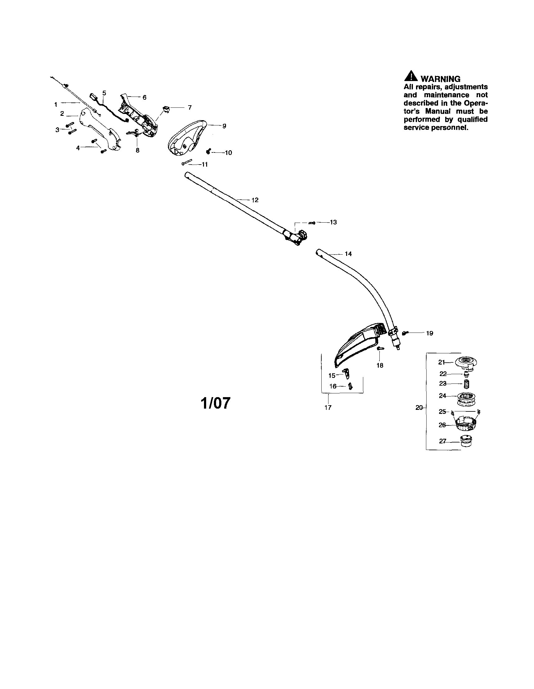 Driveshaft/handle/shield