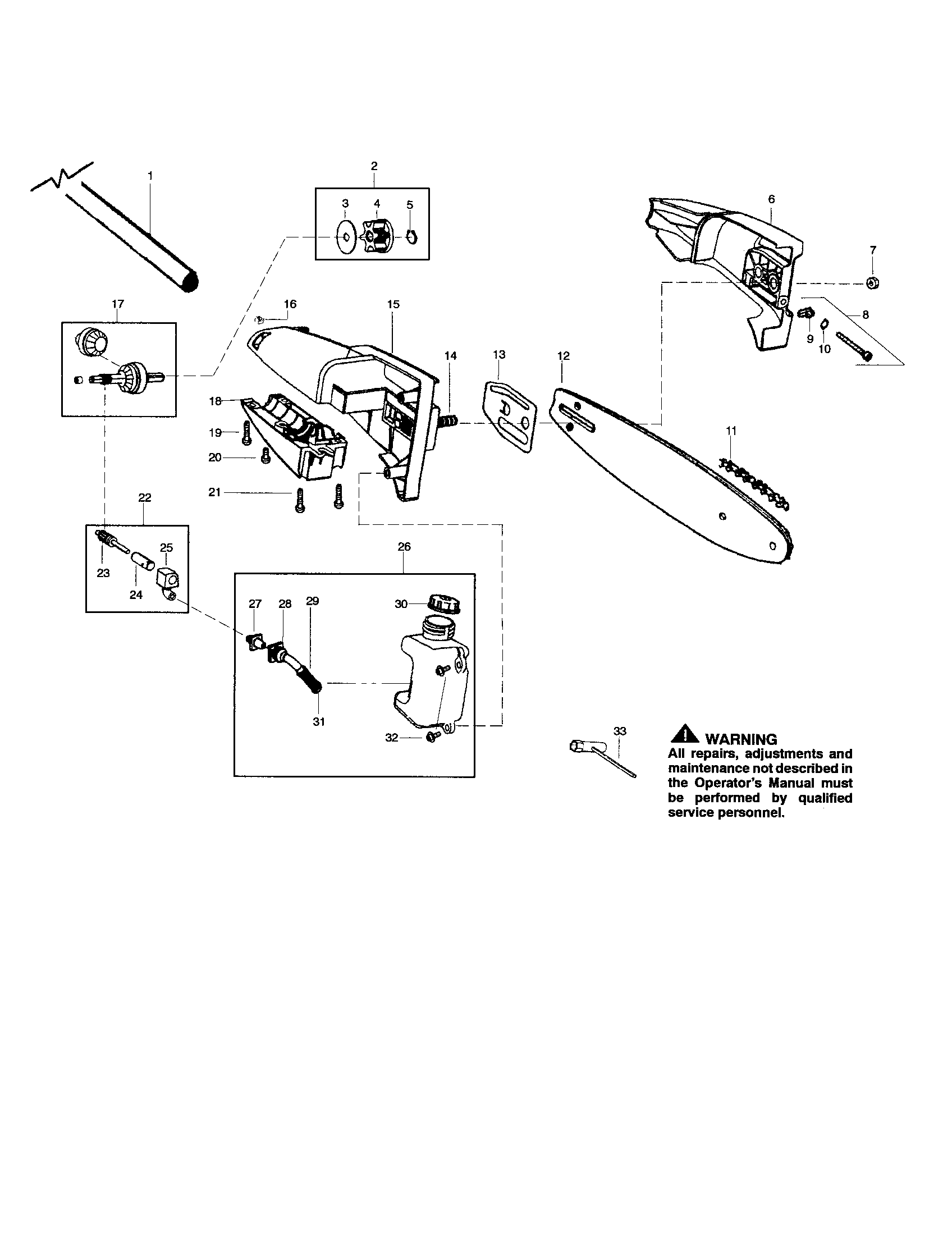 Bar/housing/oil tank
