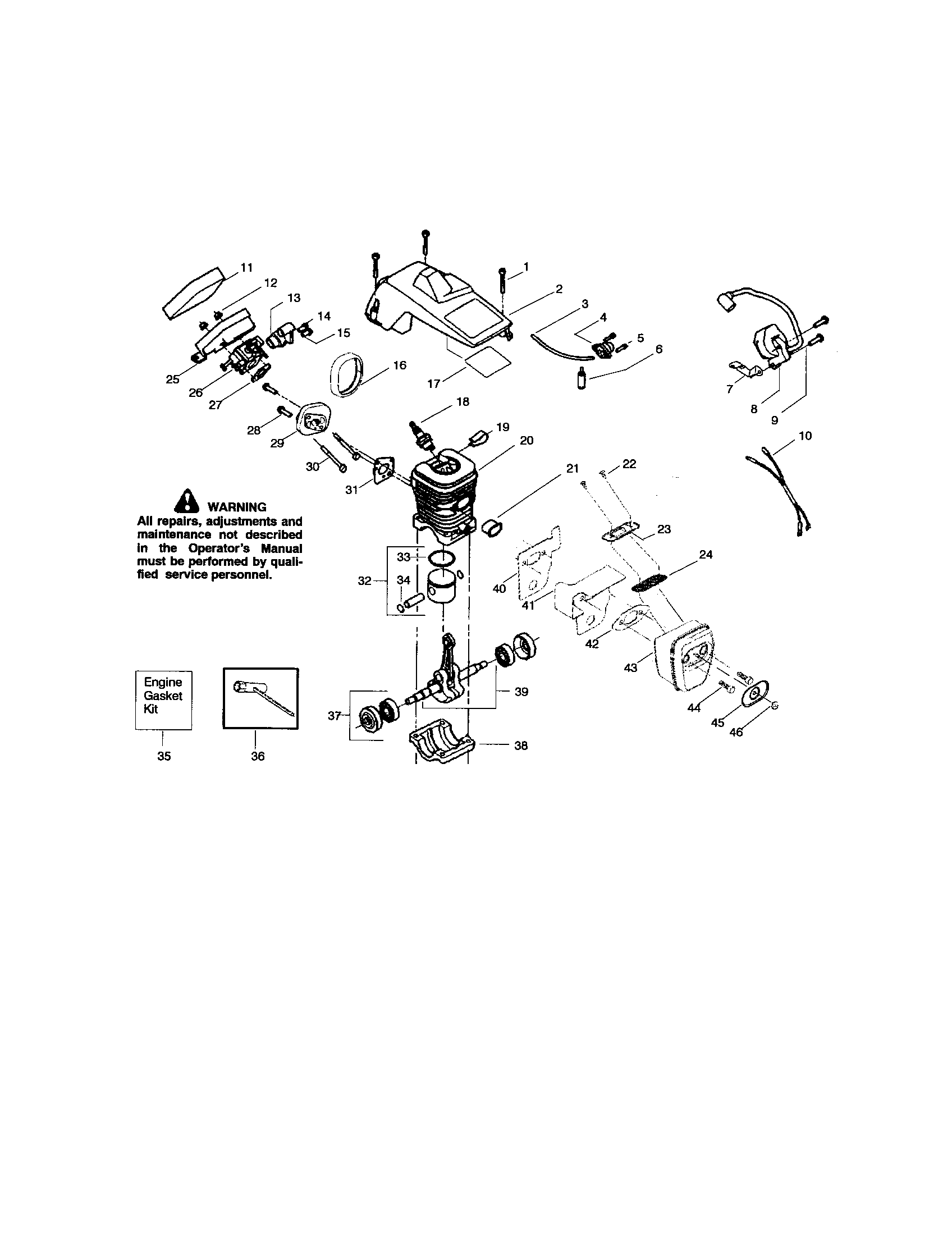 Shield/cylinder/crankshaft