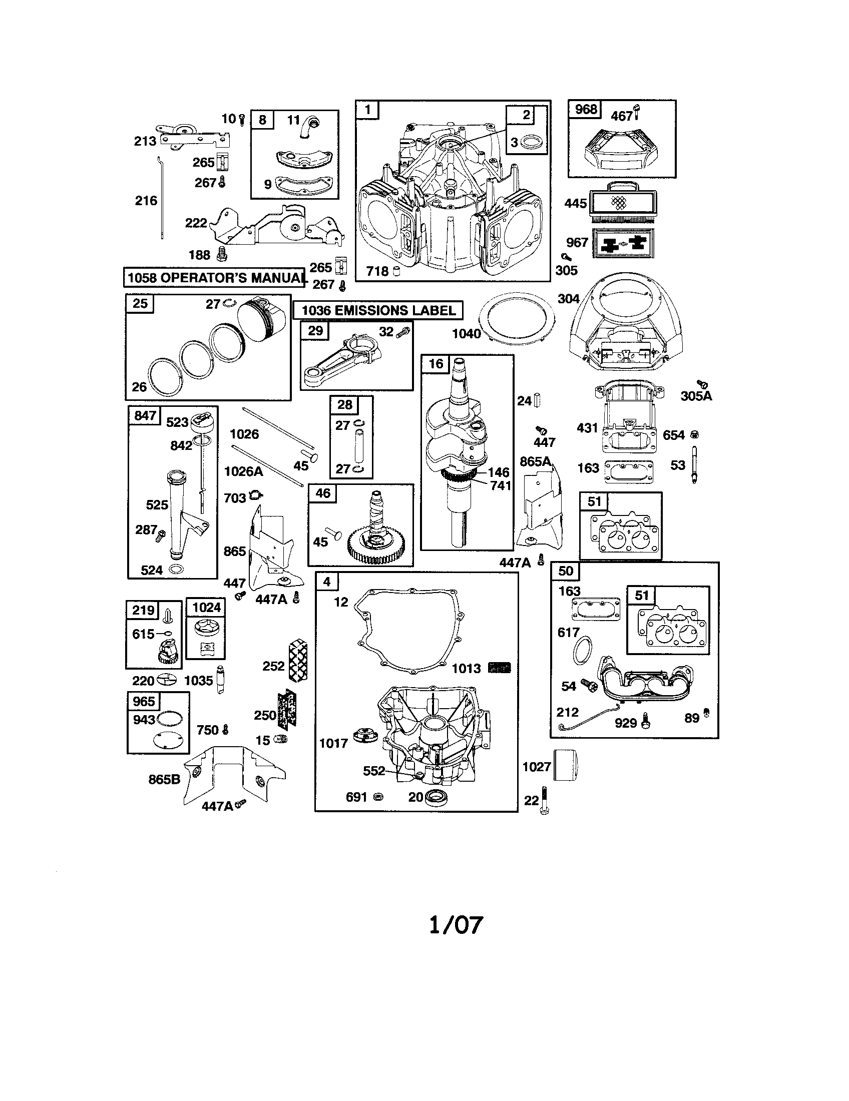 Cylinder/crankshaft/sump