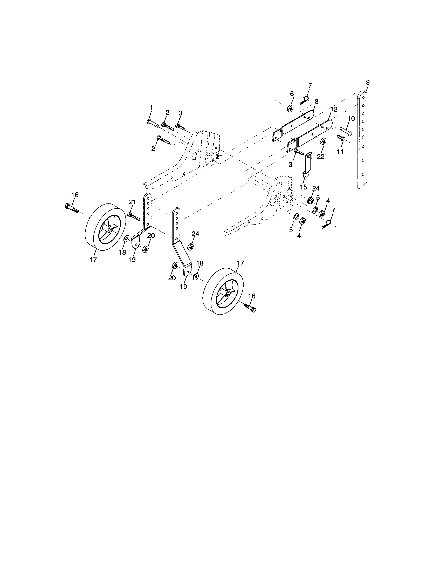 Wheel and depth stake assembly