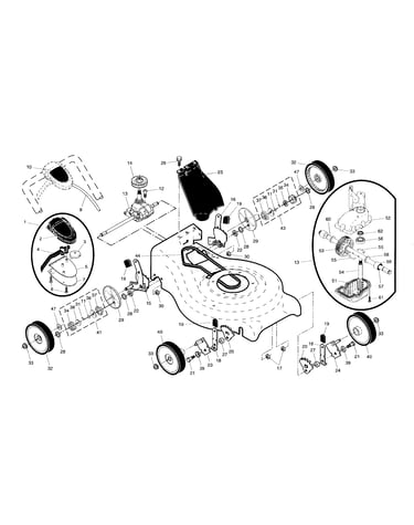 Gear case/drive control/wheels