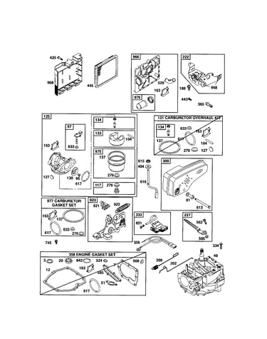 Carburetor/short block/gasket sets