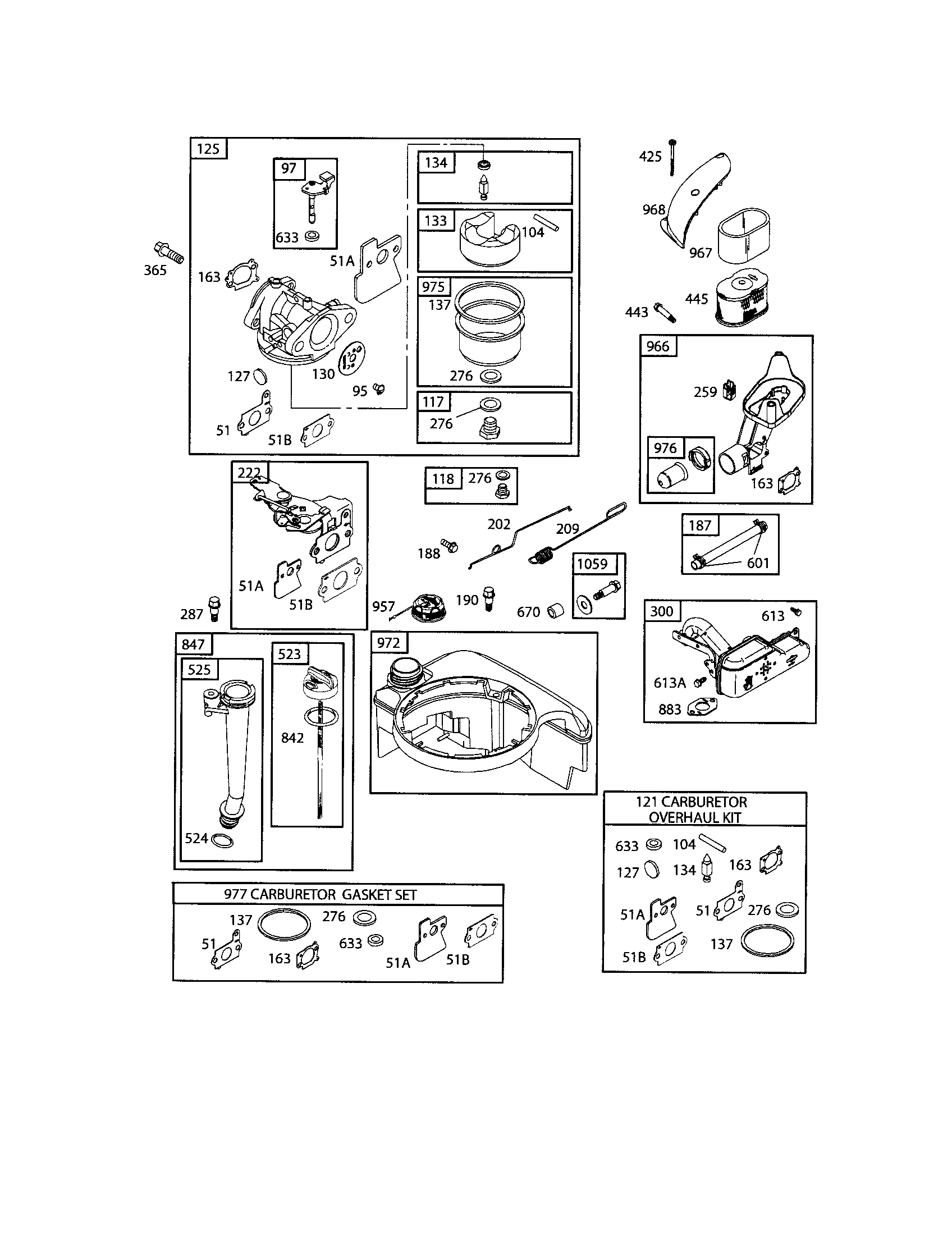 Carburetor/dipstick/gasket set