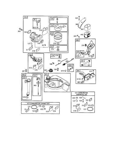 Carburetor/dipstick/gasket set