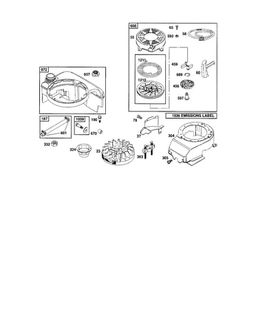 Rewind starter/blower housing