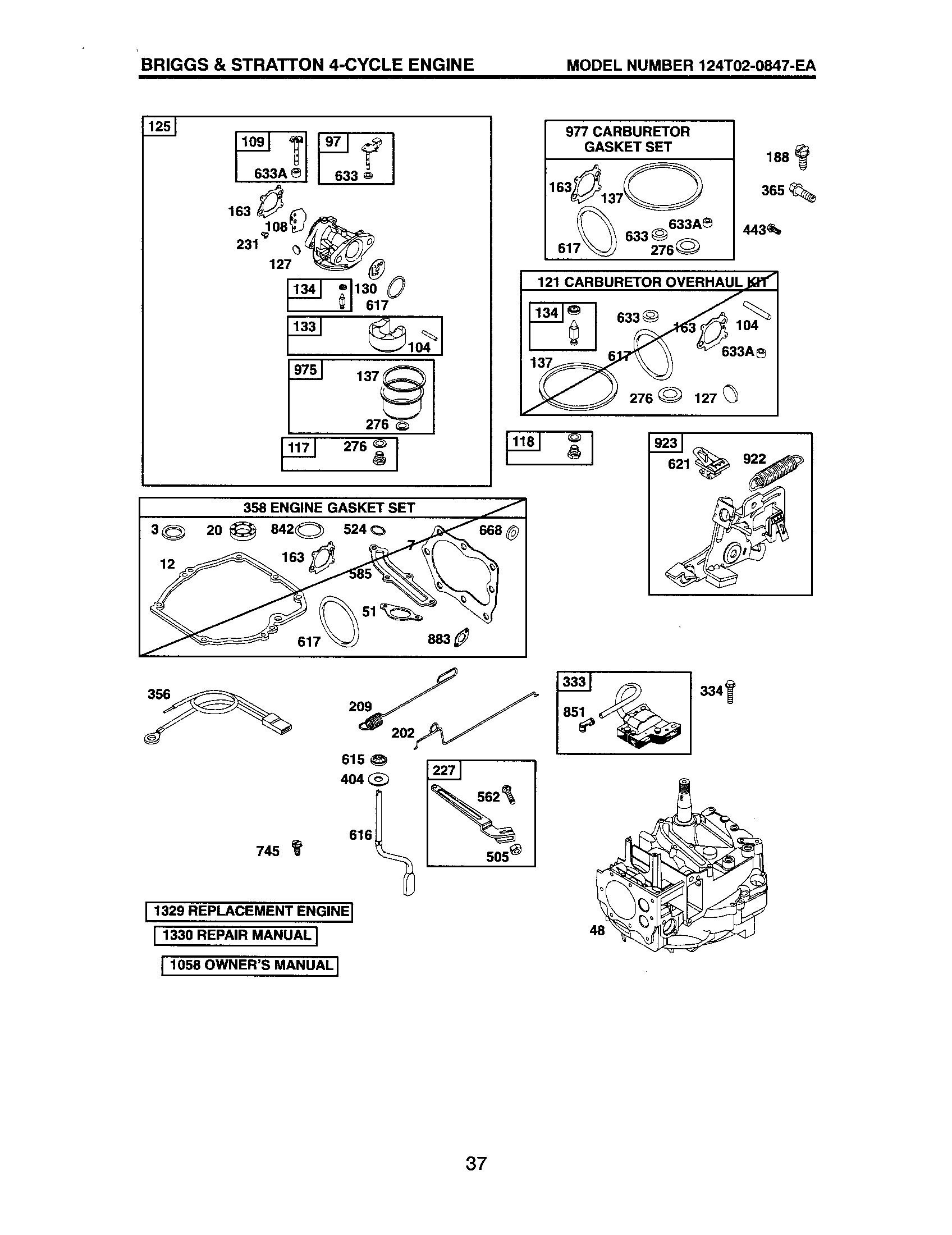 CARBURETOR/SHORT BLOCK/GASKET SET