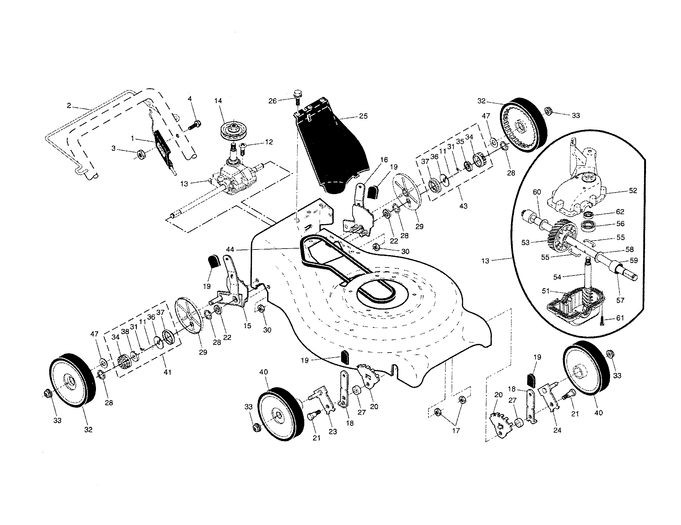 Drive control/gearcase/wheels