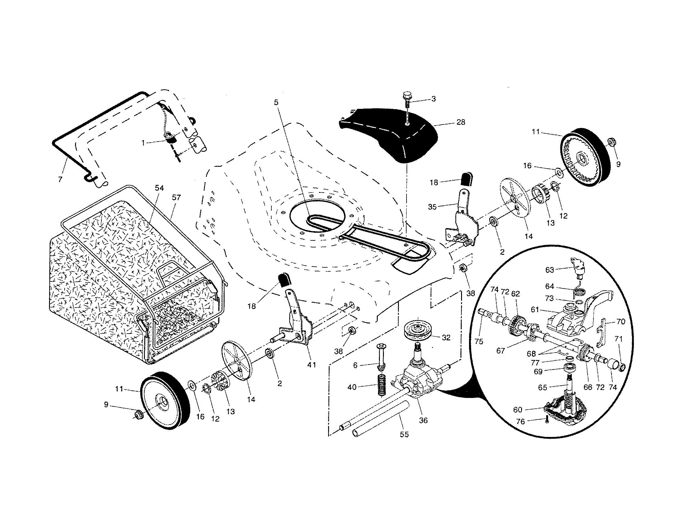 Drive control/gear case/wheels