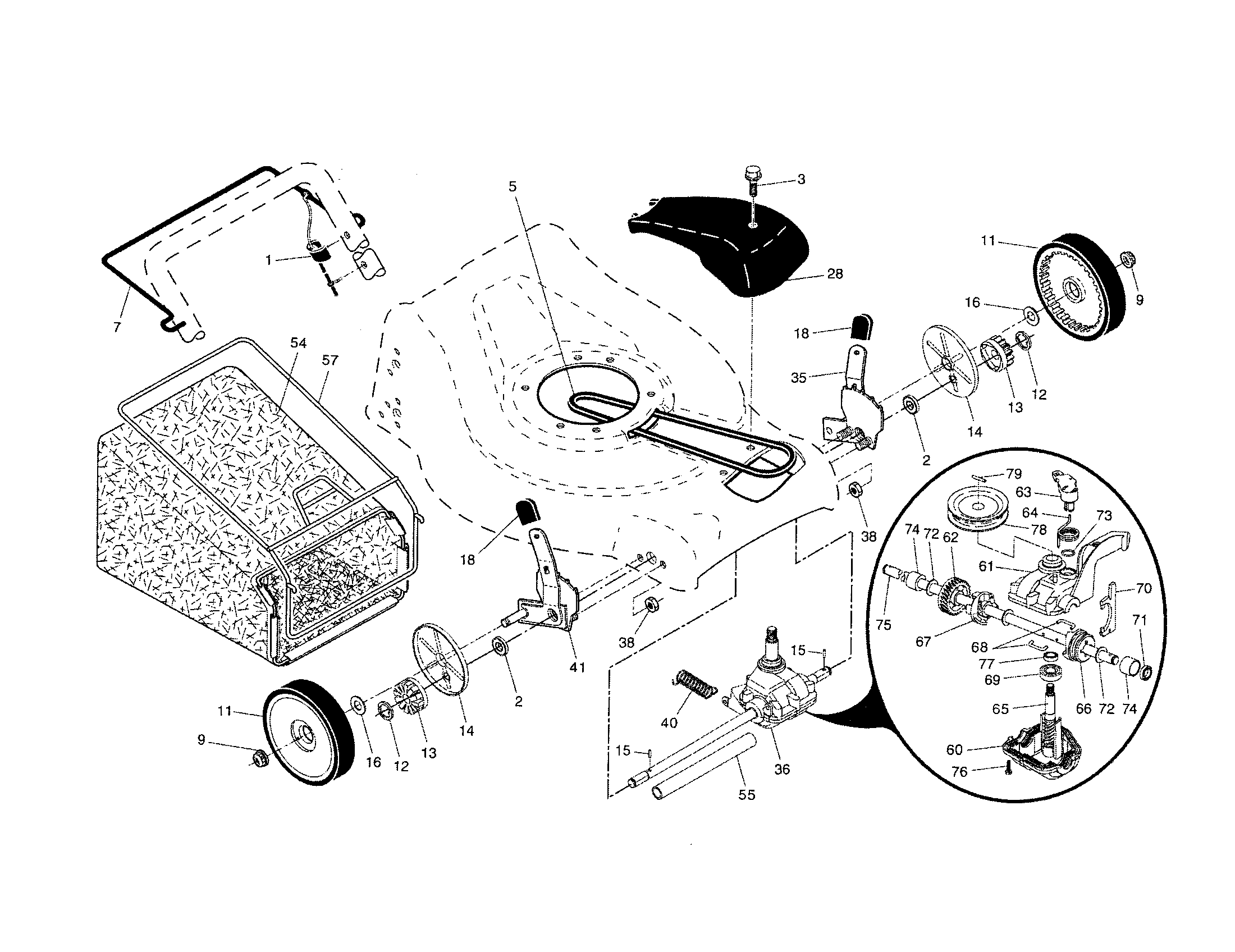 Drive control/gear case/wheels
