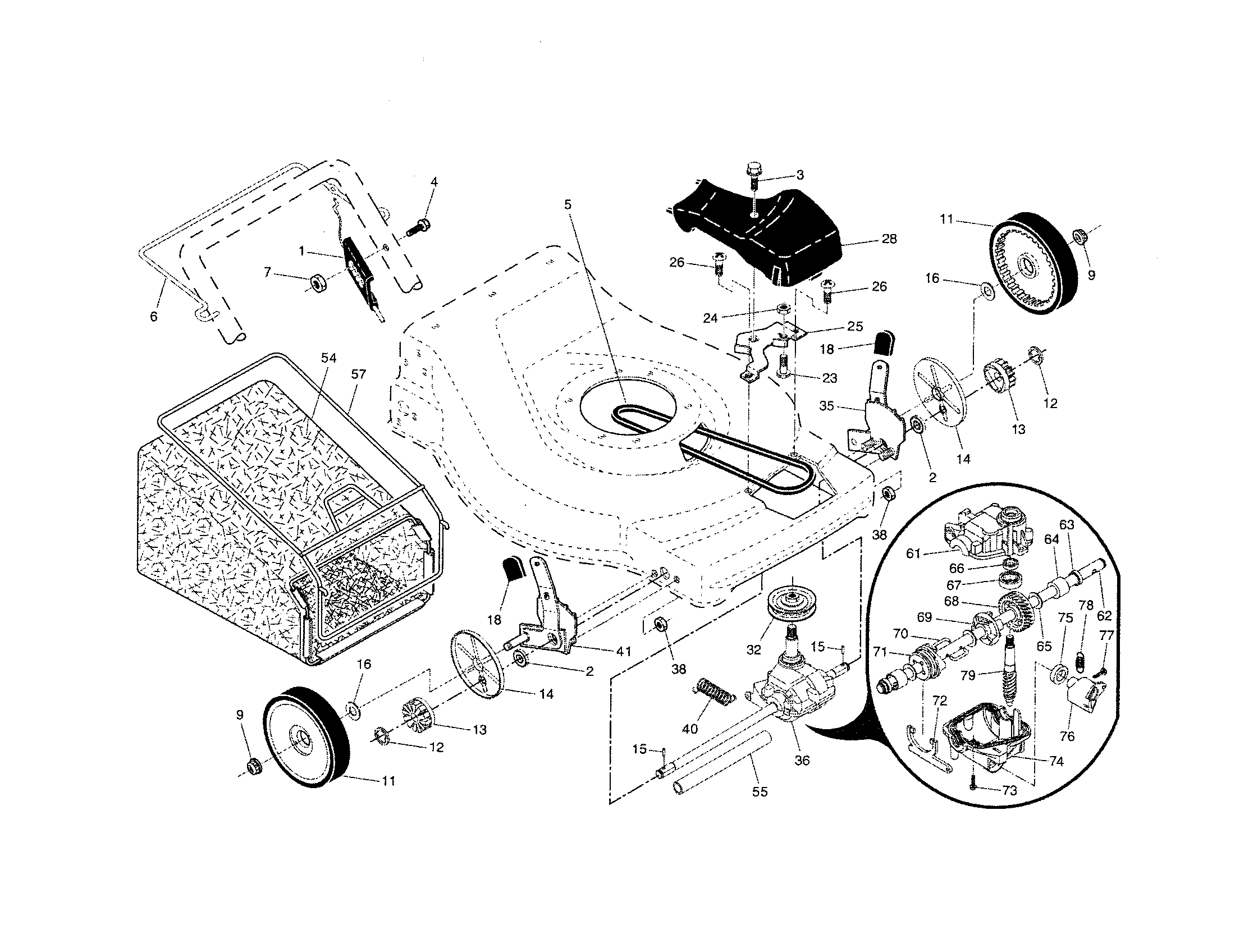 Drive control/gear case/wheels