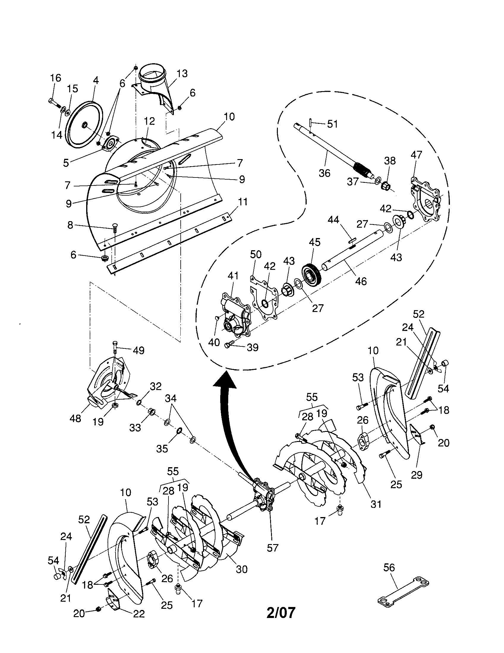 Auger housing/impeller assembly