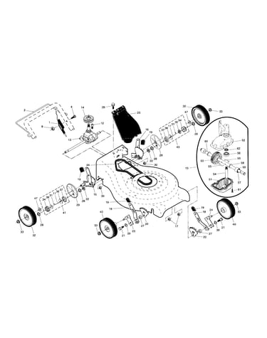 Drive control/gear case/wheels