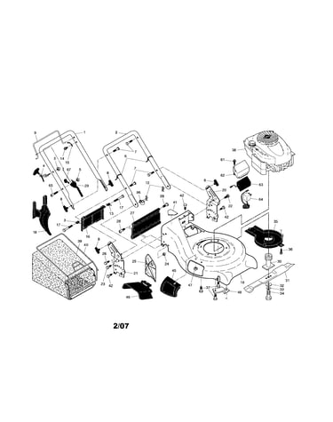 Engine/housing/handle/grassbag