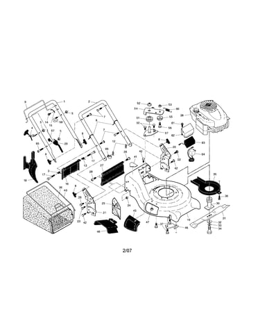 Engine/housing/handle/grassbag