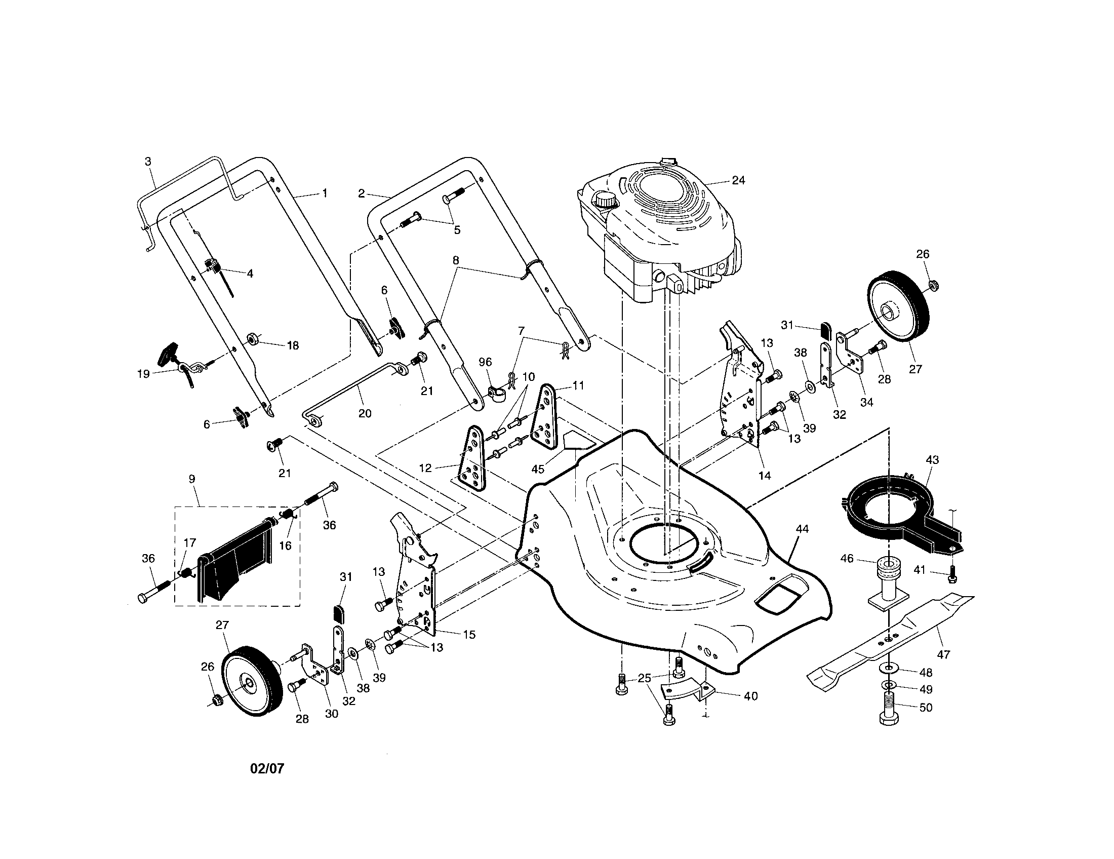 Engine/housing/handle