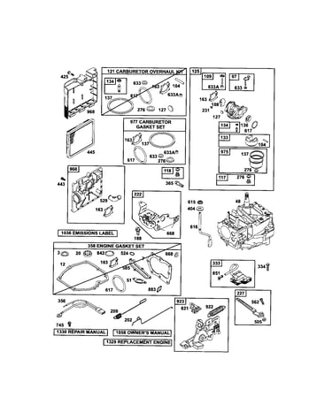Carburetor/short block/gasket set