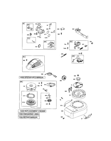 Rewind starter/blower housing