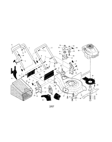 Engine/housing/handle/grassbag