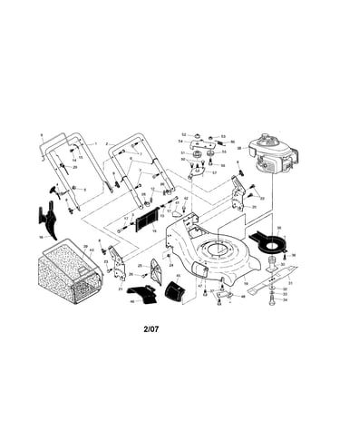Engine/housing/handle/grassbag