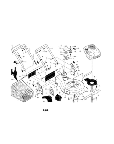 Engine/housing/handle/grassbag