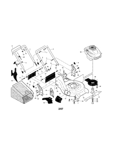 Engine/housing/handle/grassbag