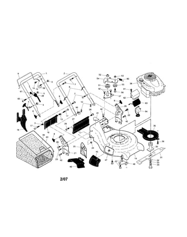 Engine/housing/handle/grassbag