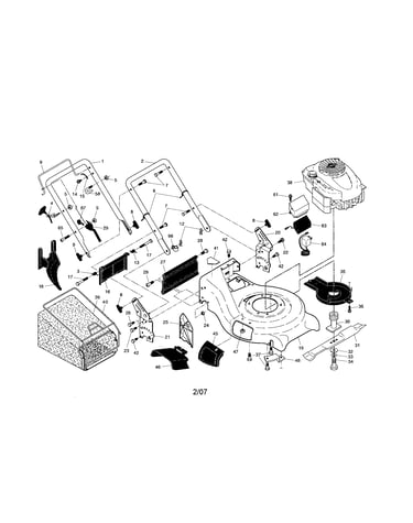 Engine/housing/handle/grassbag