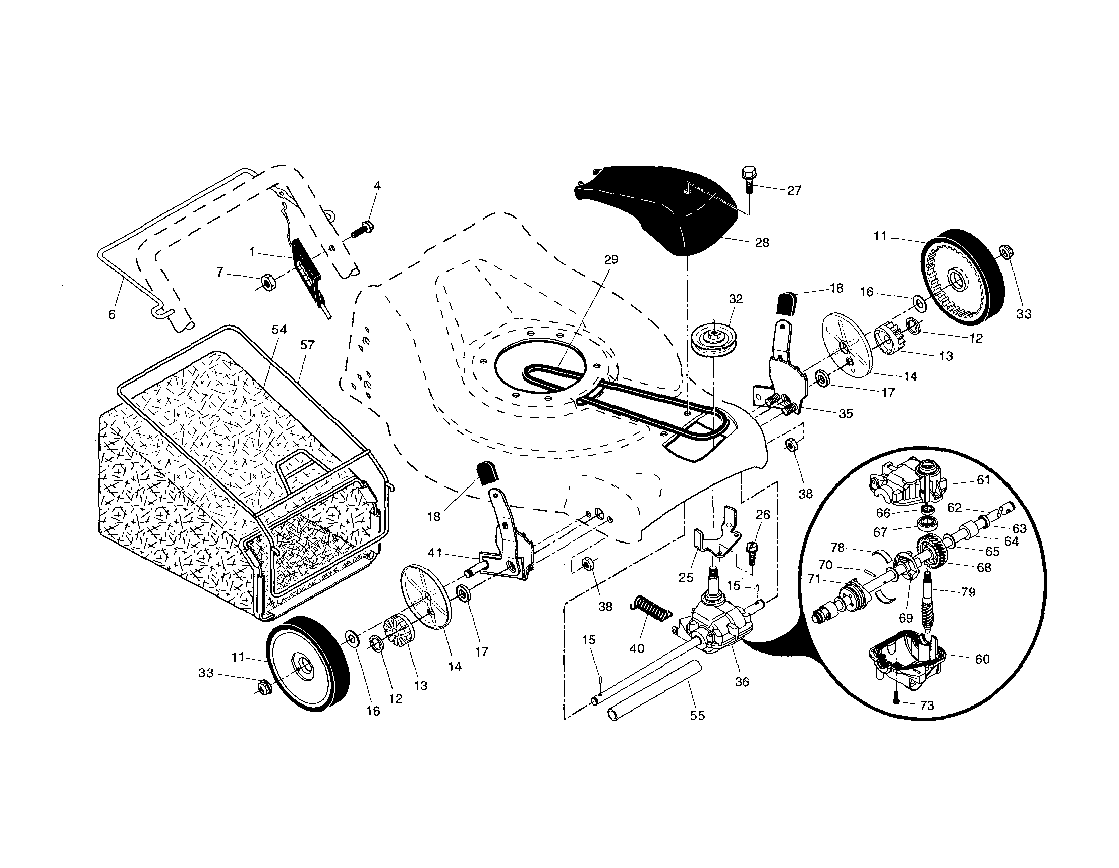 Drive control/gear case/wheels