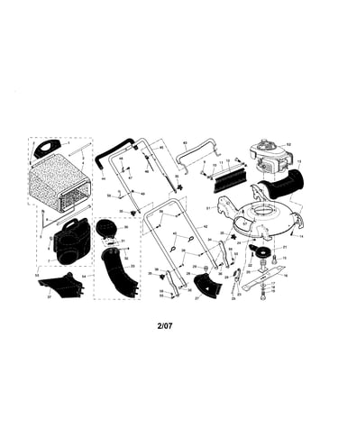 Engine/housing/handle/grassbag
