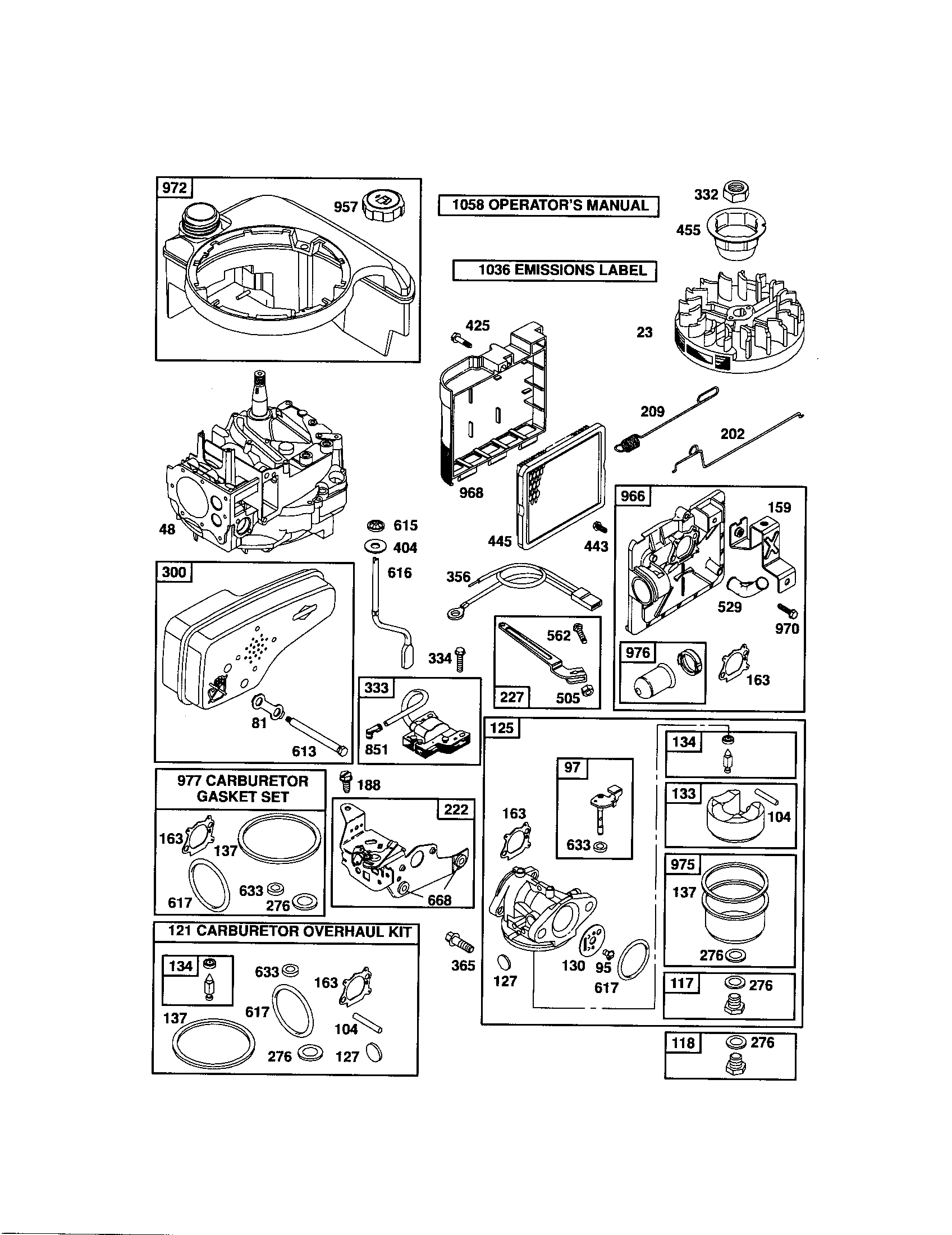 CARBURETOR/MUFFLER/SHORT BLOCK