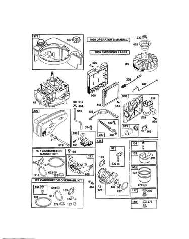 Carburetor/muffler/short block