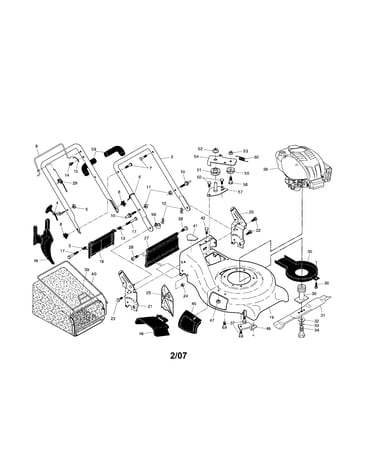 Engine/housing/handle/grassbag