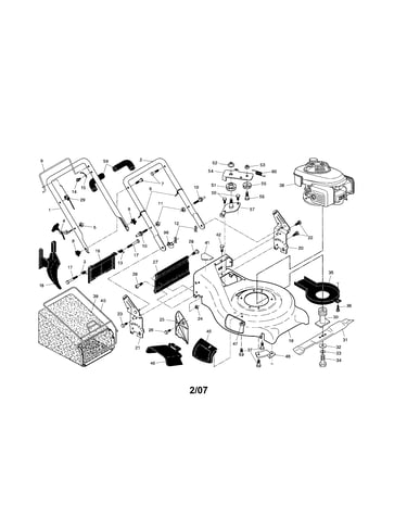 Engine/housing/handle/grassbag