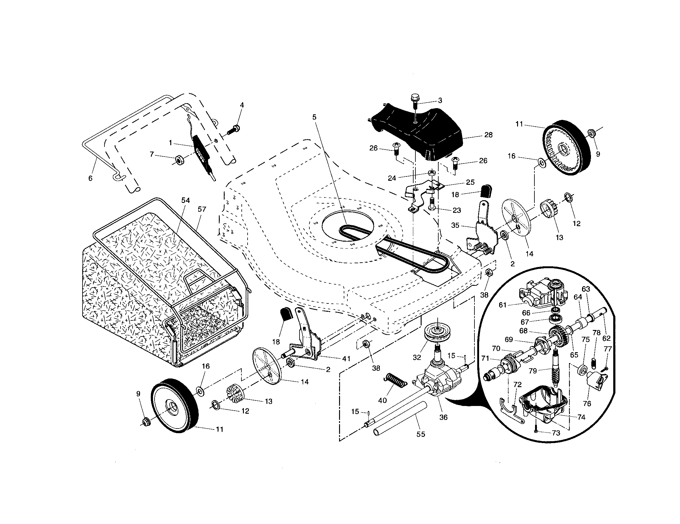 Drive control/gear case/wheels