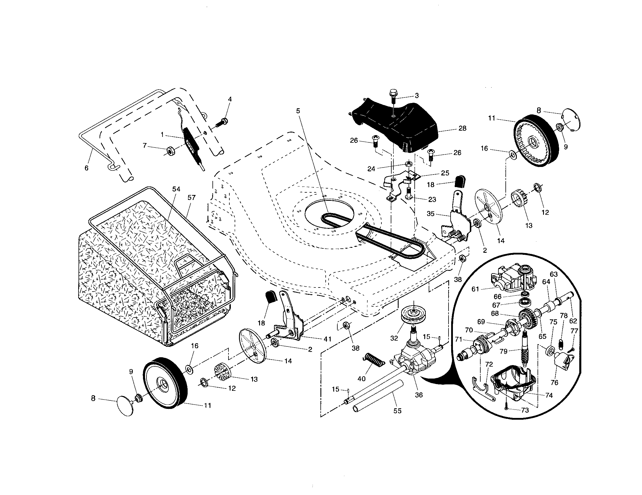 Drive control/gear case/wheels