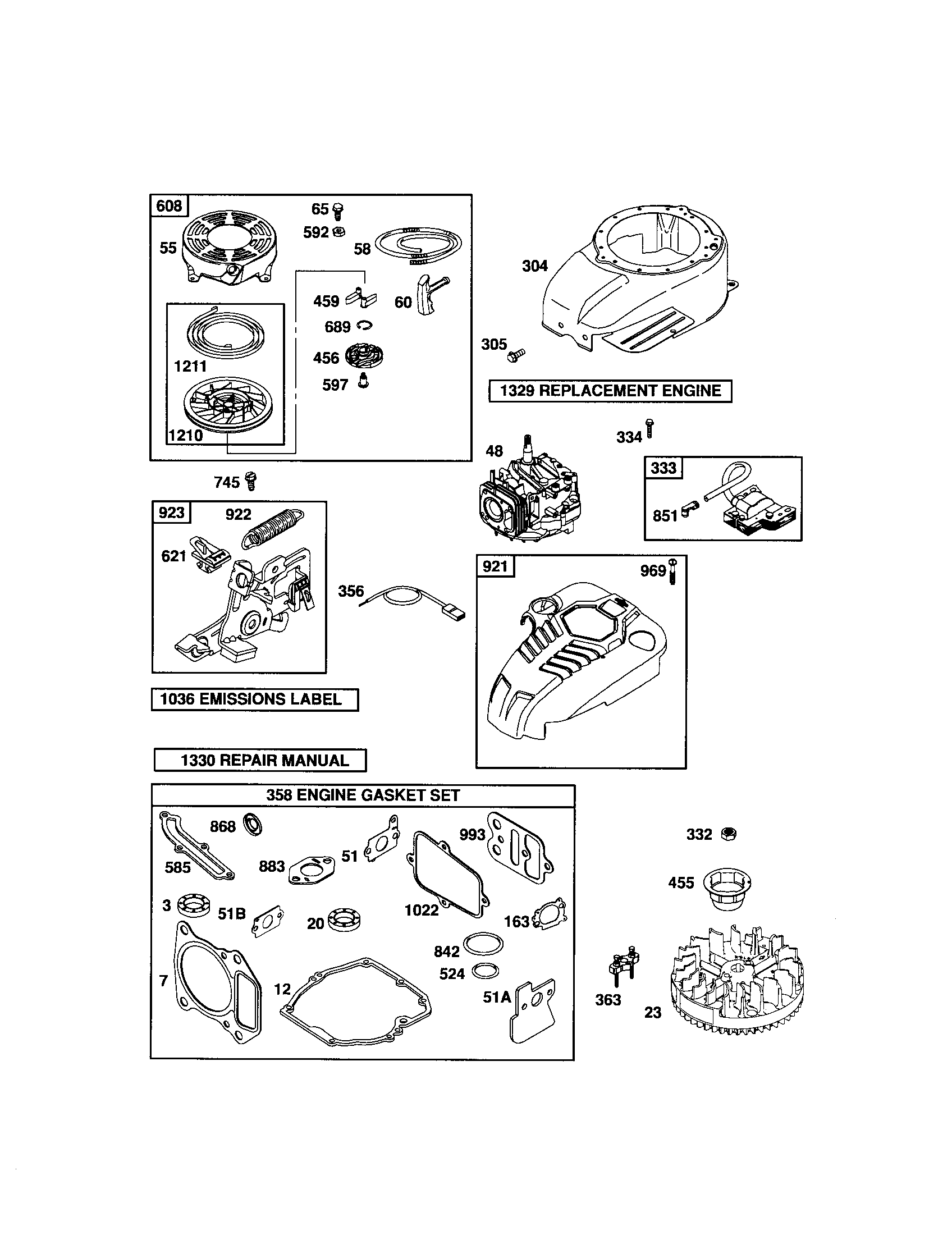 Rewind starter/blower housing