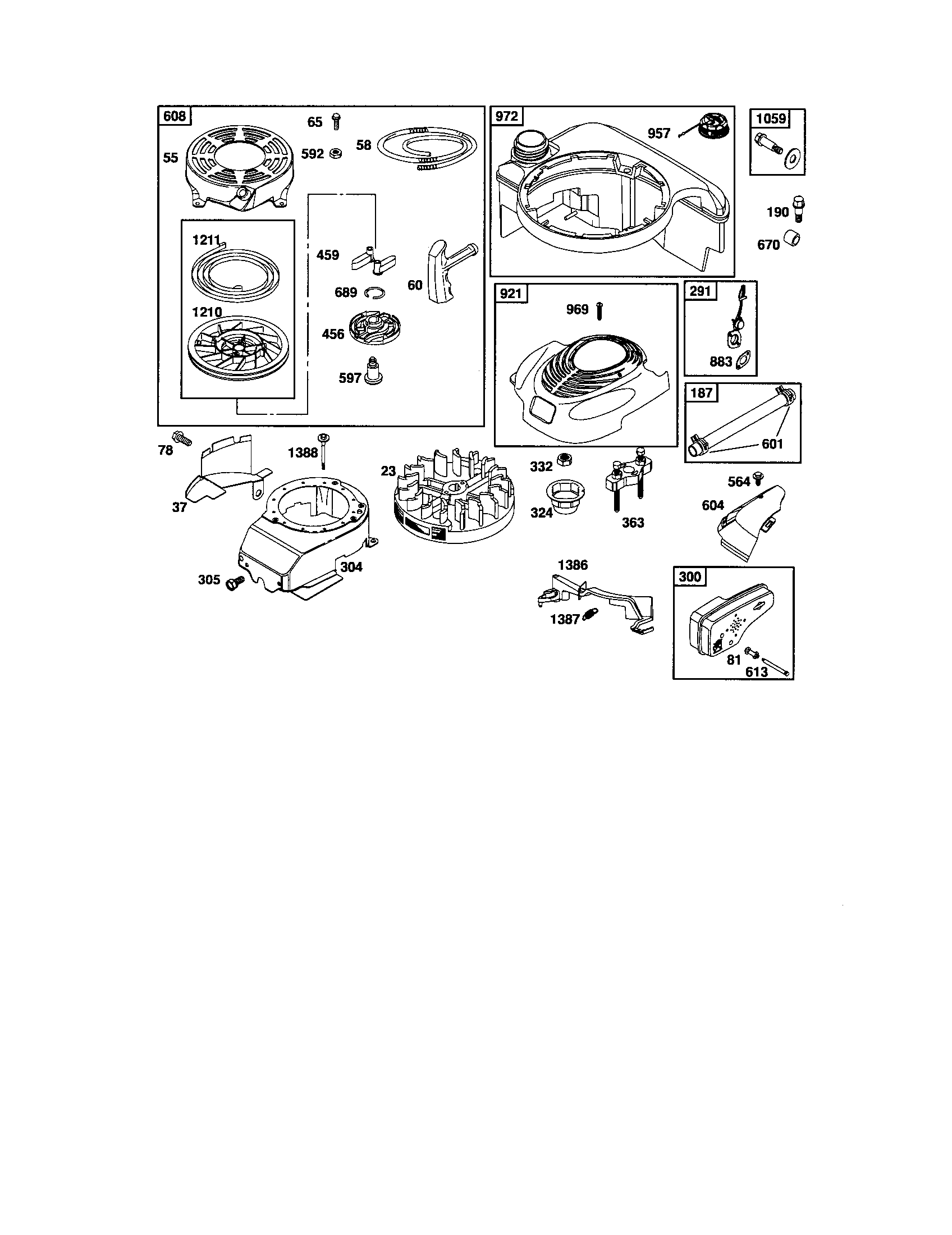 Rewind starter/blower housing