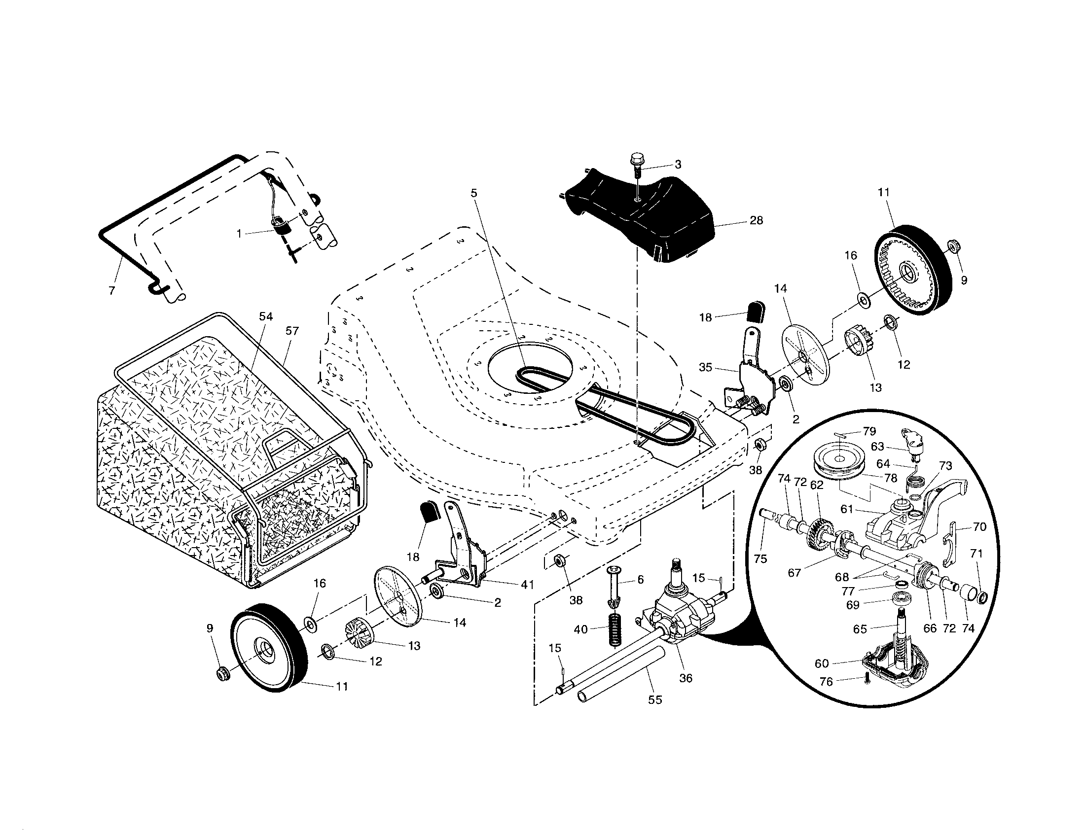 Drive control/gear case/wheels
