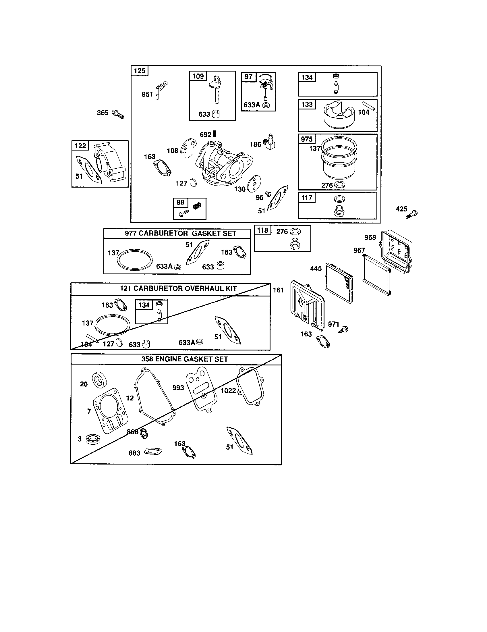 Carburetor/gasket sets