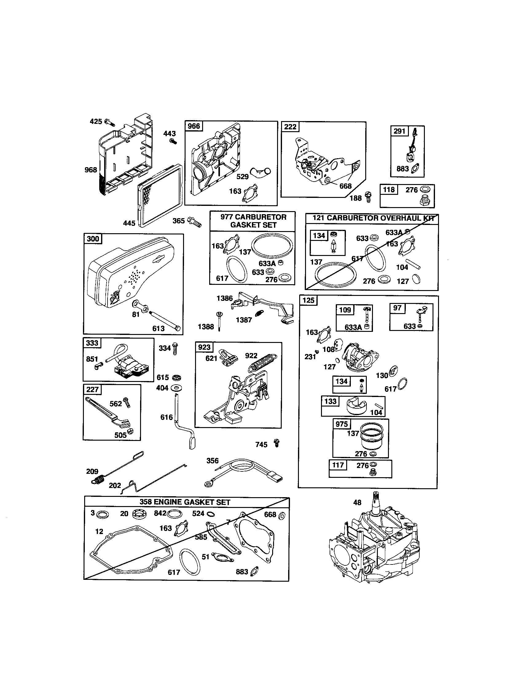 Carburetor/muffler/short block