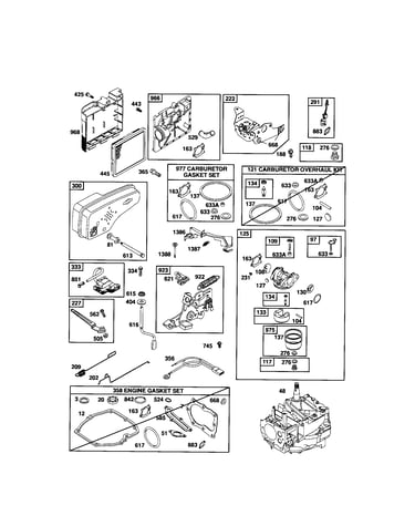 Carburetor/muffler/short block