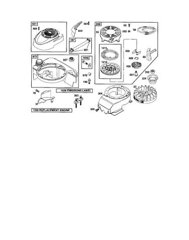 Rewind starter/blower housing