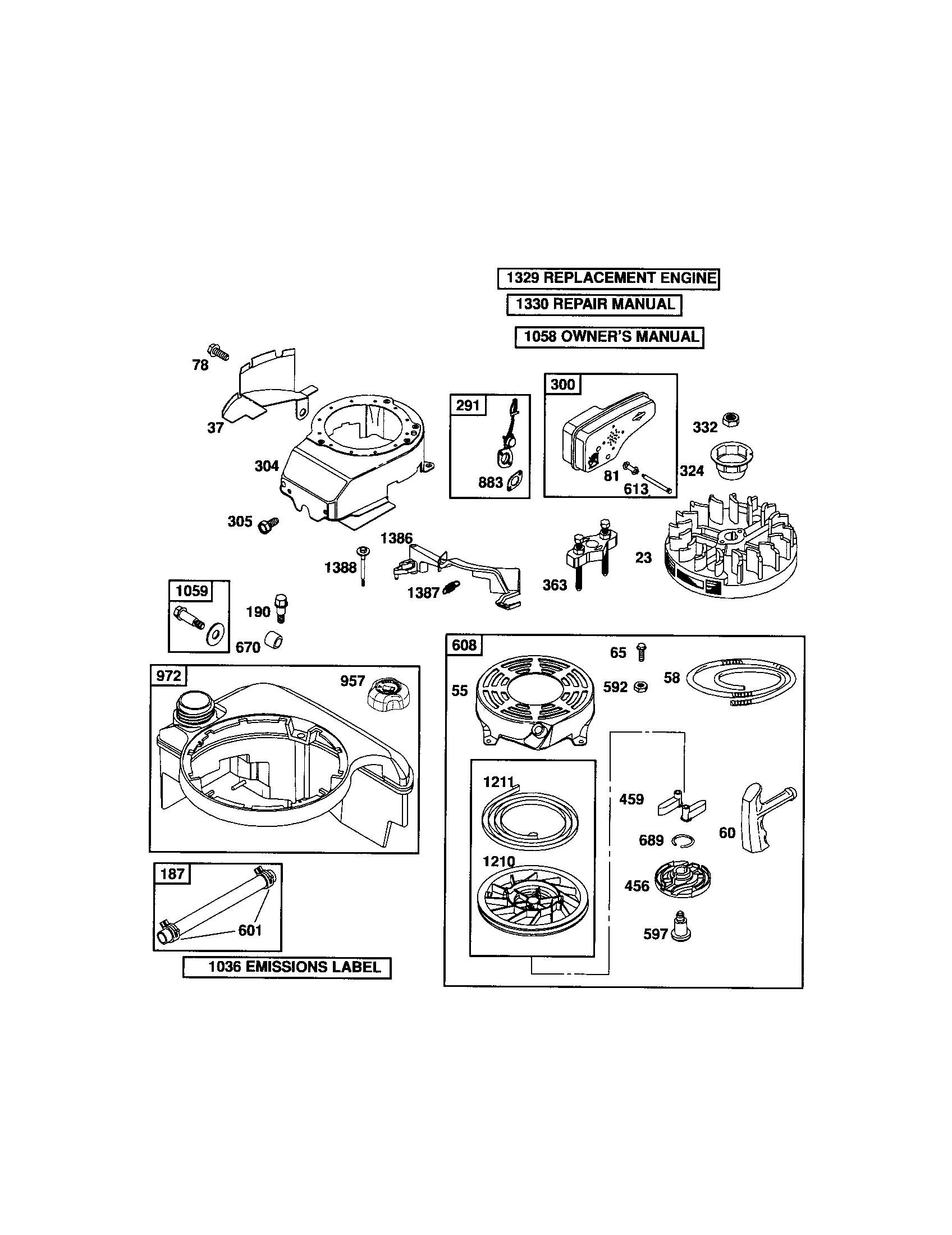 Rewind starter/blower housing