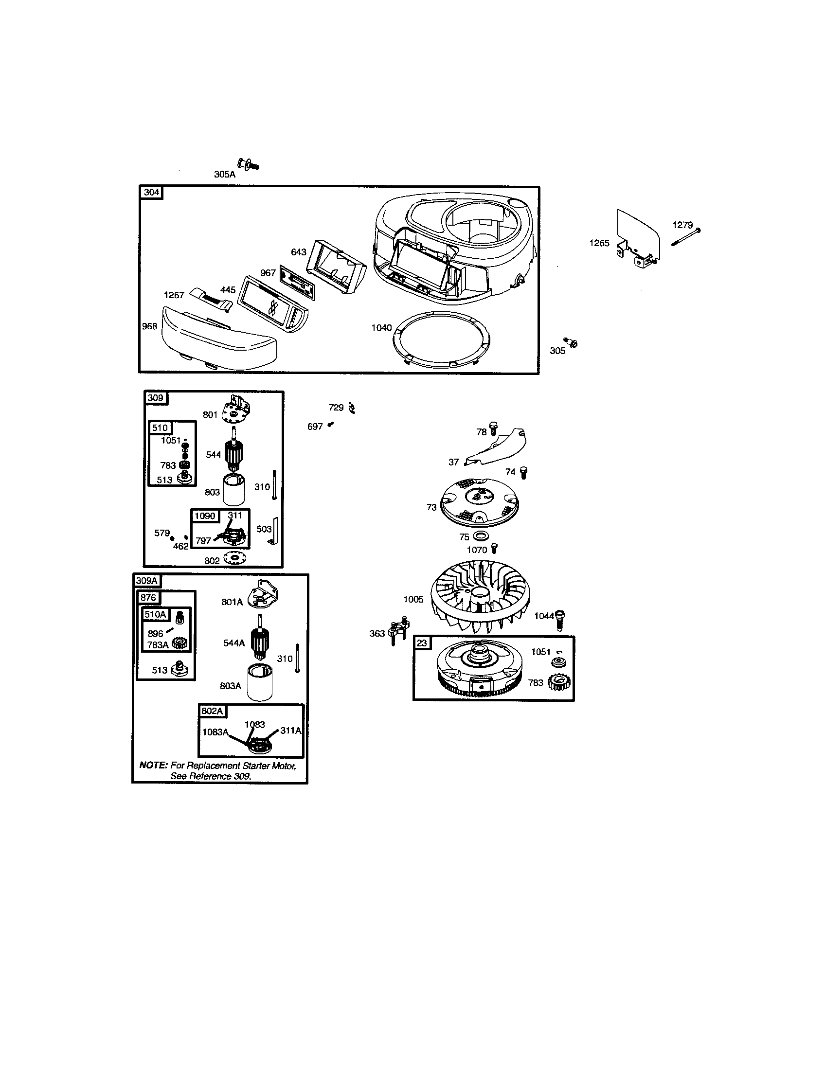 Blower housing/starter motor