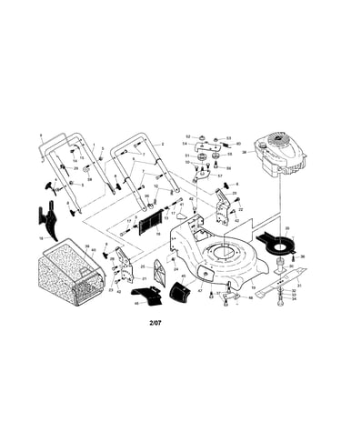 Engine/housing/handle/grassbag