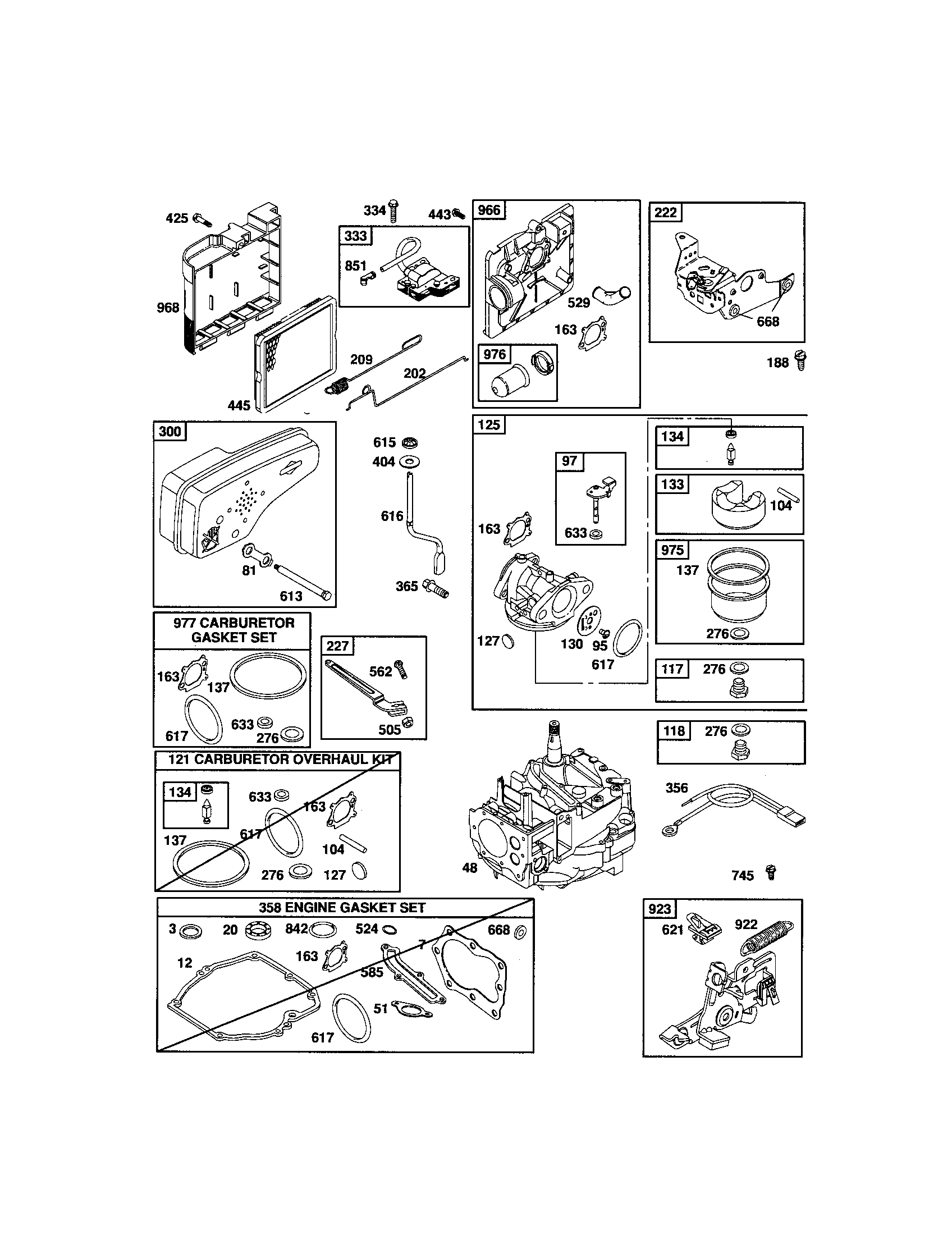 Carburetor/muffler/short block