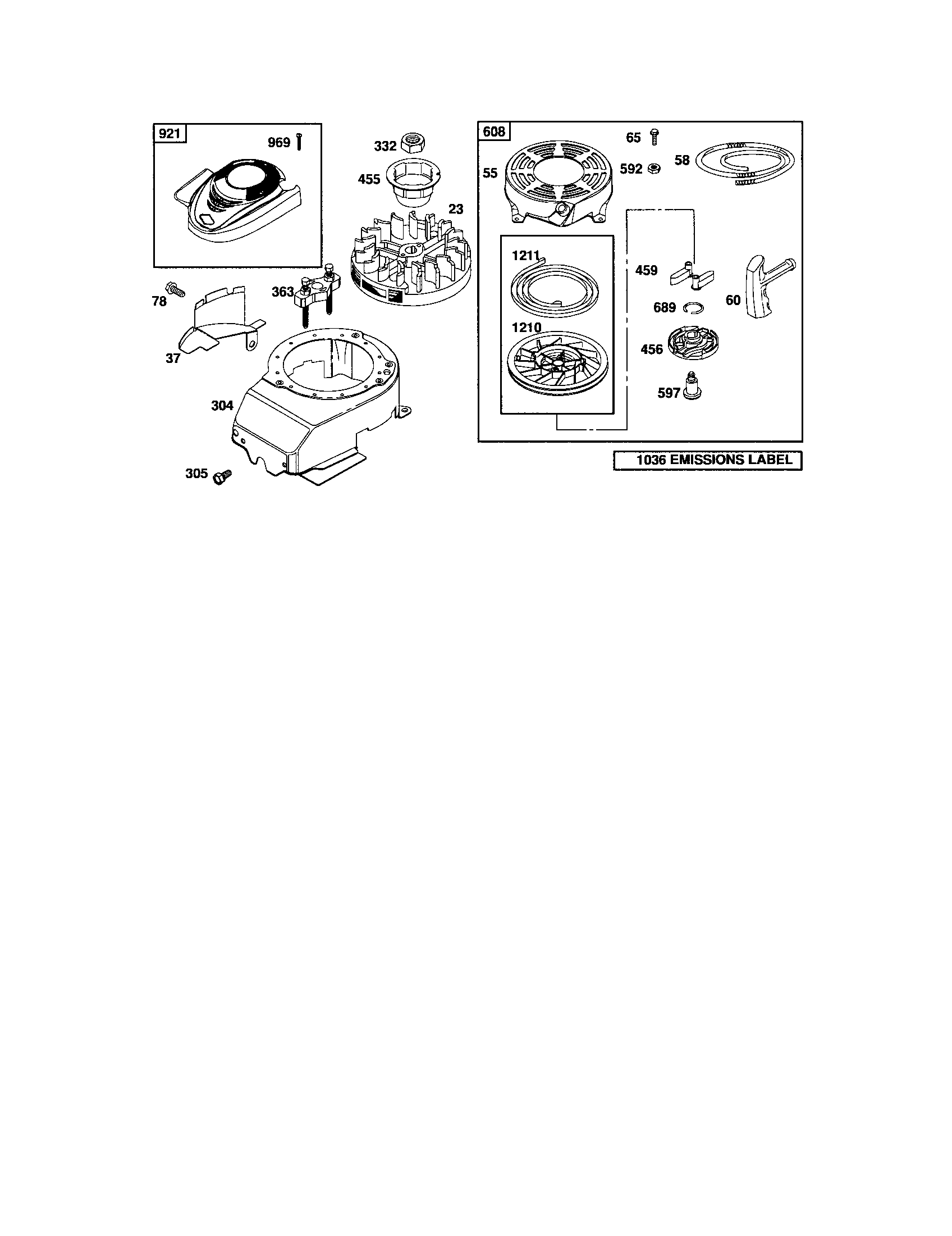 Rewind starter/blower housing