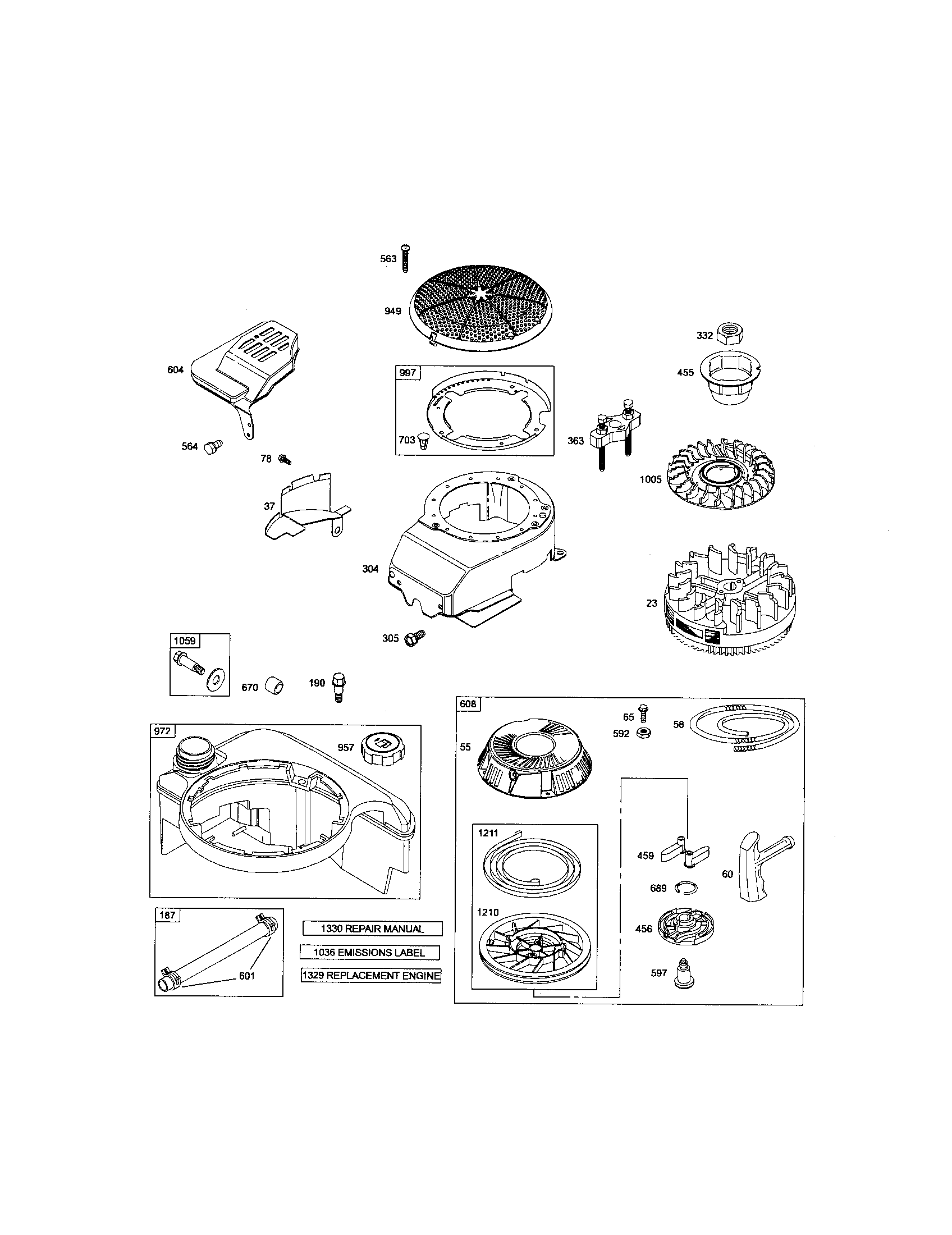 Rewind starter/blower housing
