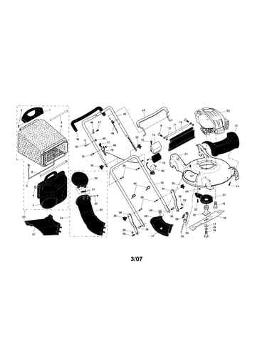 Engine/housing/handle/grassbag